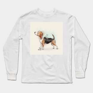 Watercolor Drawing of a Cute Beagle Long Sleeve T-Shirt